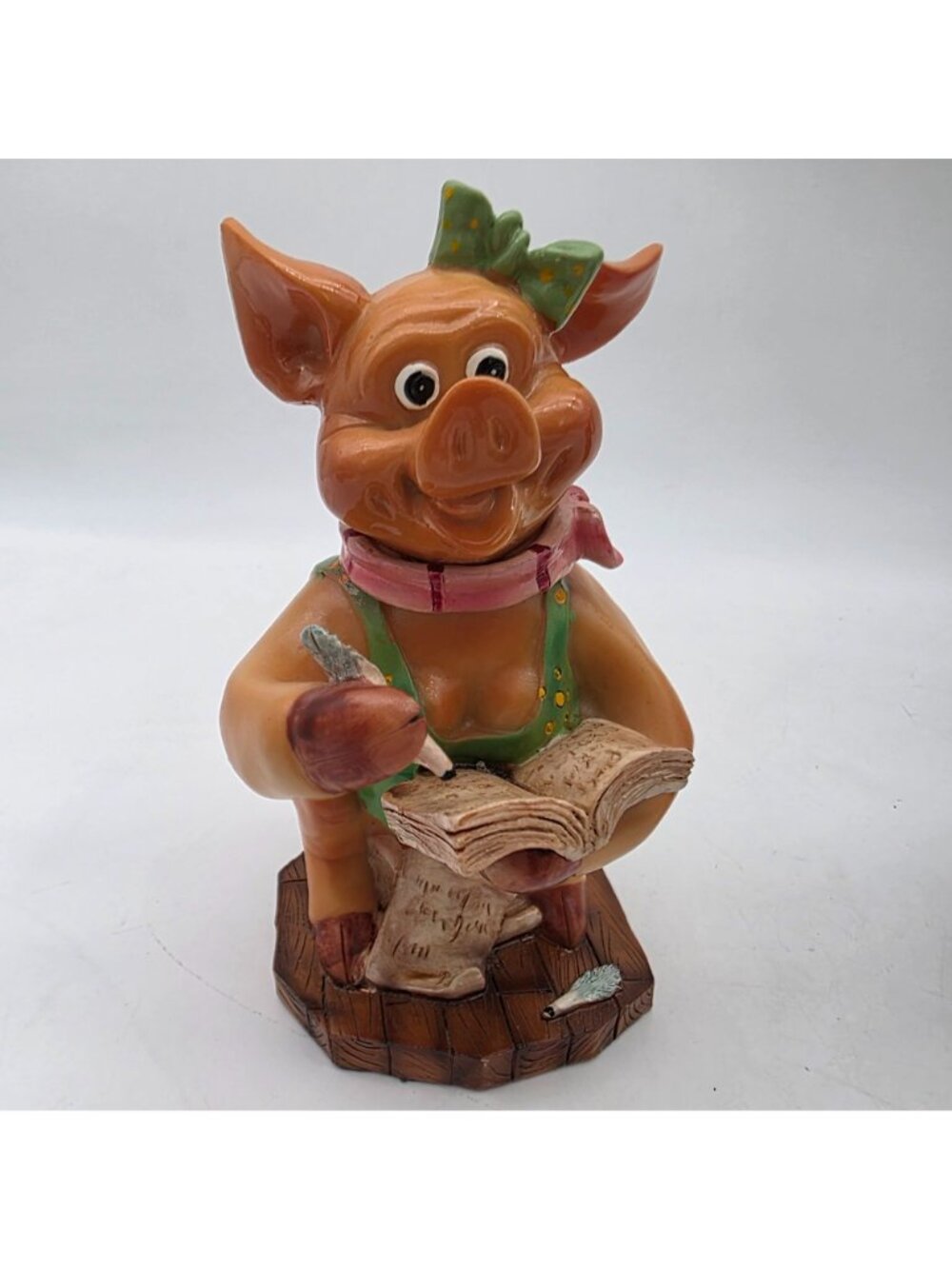 Bobble Head Pig Figure Male & Female Books Kitschy VTG High Gloss Whimsical - Picture 7 of 10